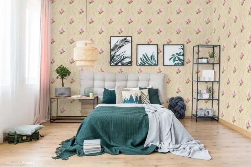 SK Filson Beige & Pink Floral Wallpaper