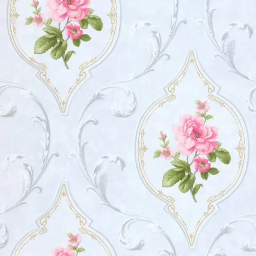 SK Filson Blue & Pink Floral Wallpaper